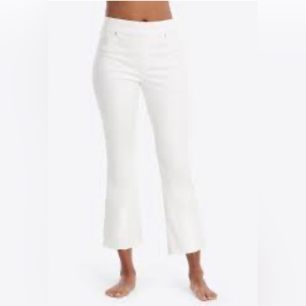 NWT Spanx Cropped Flare Denim Pant Womens Small White Lined Jeans NEW